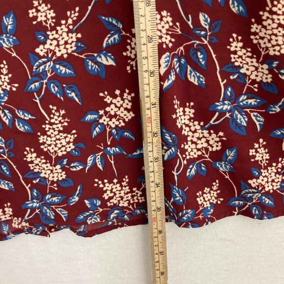 Madewell Burgundy Floral V Neck Button Back Long Sleeve Feminine Dress Medium - Picture 6 of 13